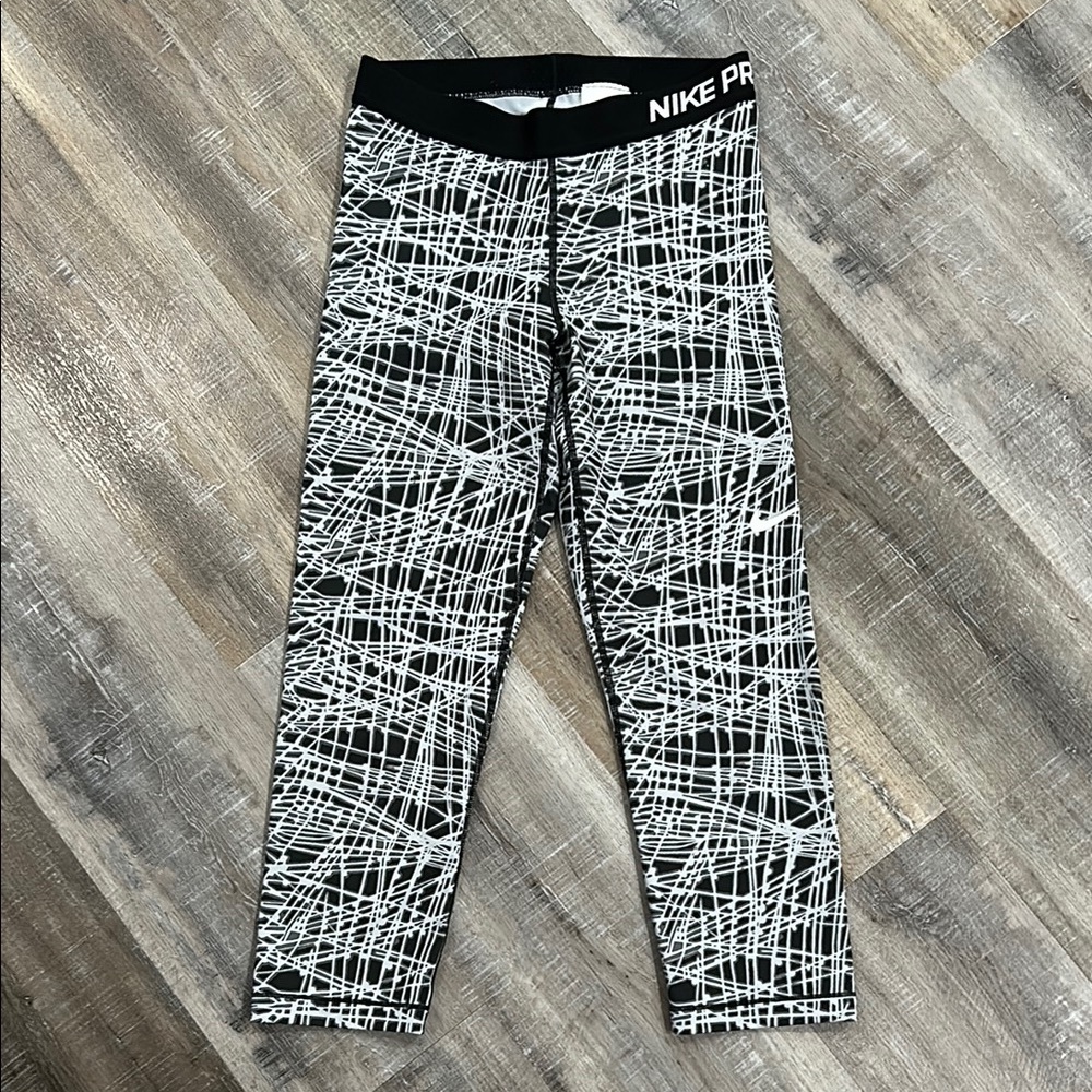 Nike Pro Cool Tracer Black and Gray Dri-Fit Leggings with Abstract Pattern